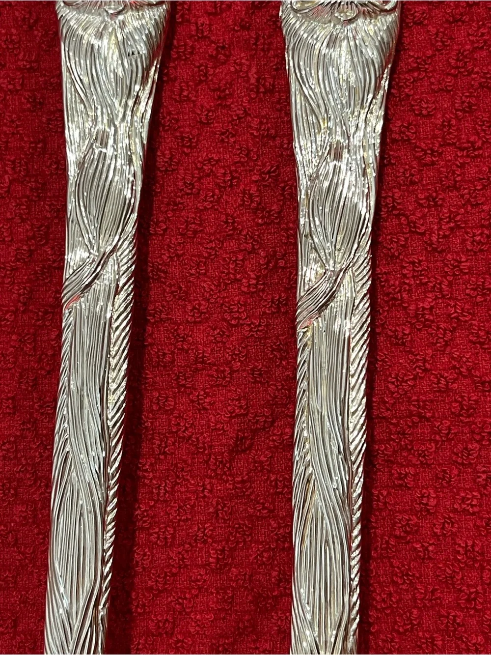 NWOT Vintage Christmas Santa Claus Silver Plated Salad Serving Set